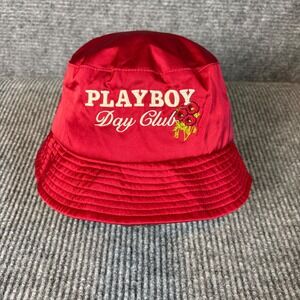 Playboy Day Club Red Satin Bucket Hat Embroidered Floral OSFM Y2K Festival
